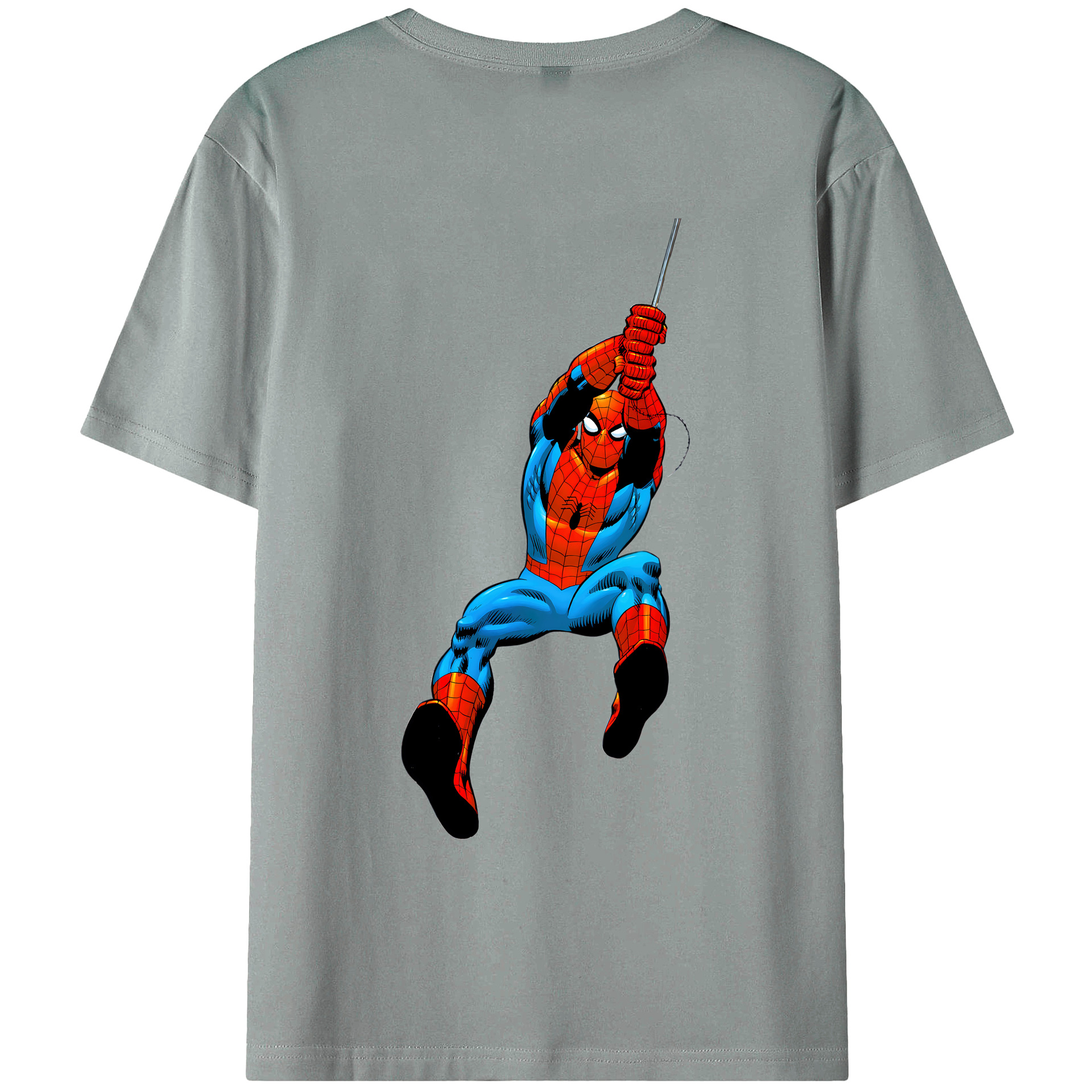 （画像用） Spider Man スパイダーマン 綿100％ メンズ半袖Tシャツ（バックプリント） 通気性